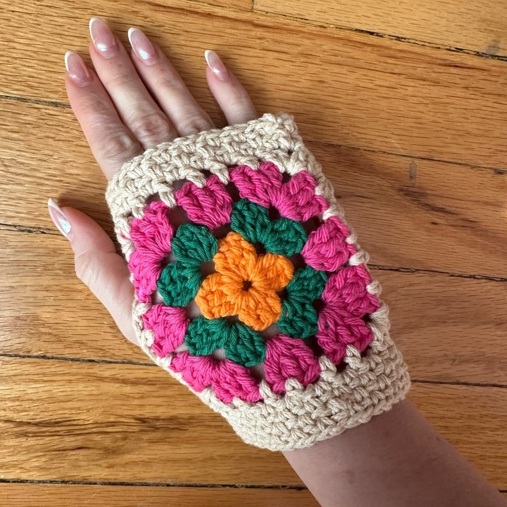 Colorful Crochet Fingerless Gloves - Picture 6 of 6